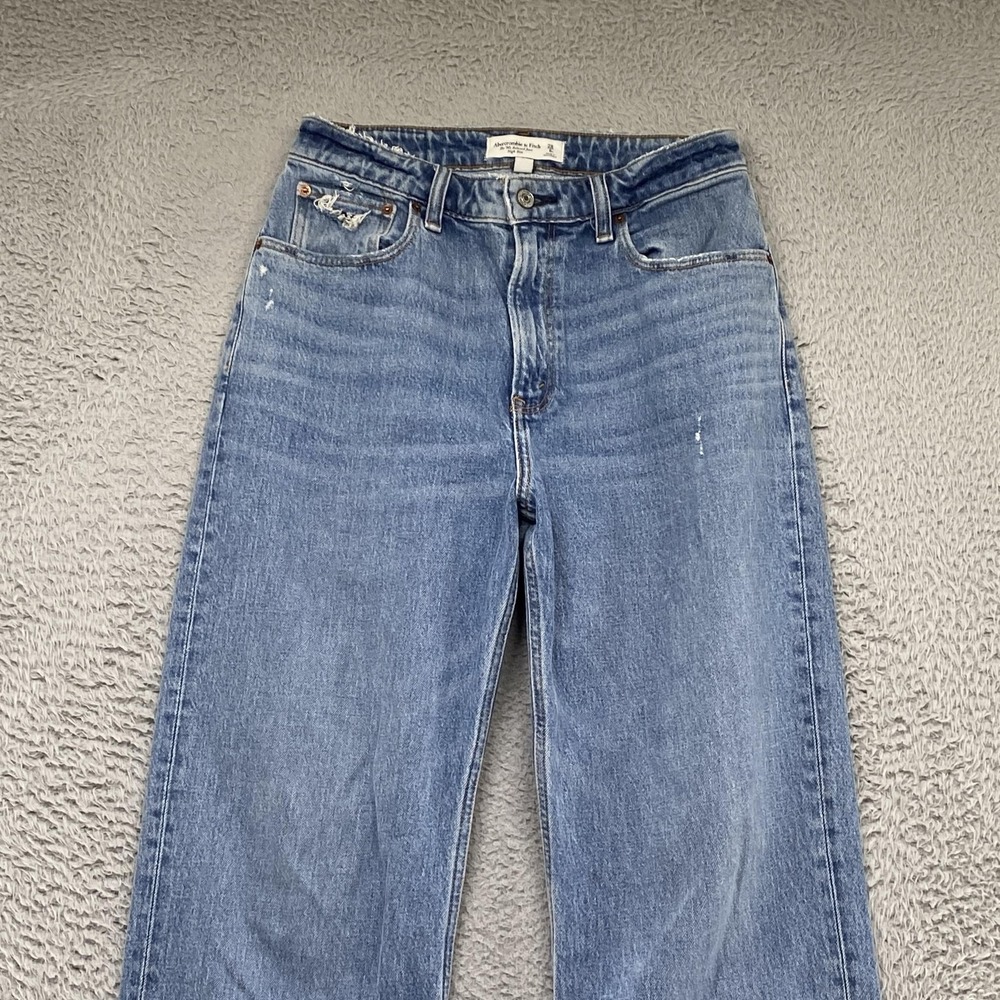 Abercrombie 90s Relaxed Jeans Womens 28 High Rise Curve Love Blue Stretch Denim - Picture 2 of 14